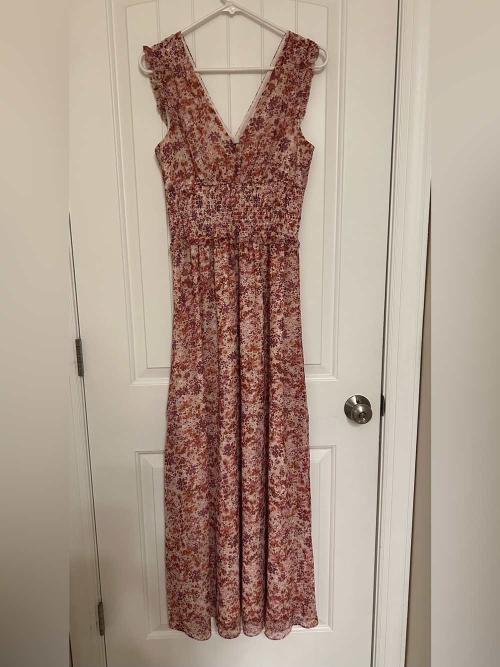 Banana Republic Sleeveless Pink Floral Smocked Maxi Dress Size 6